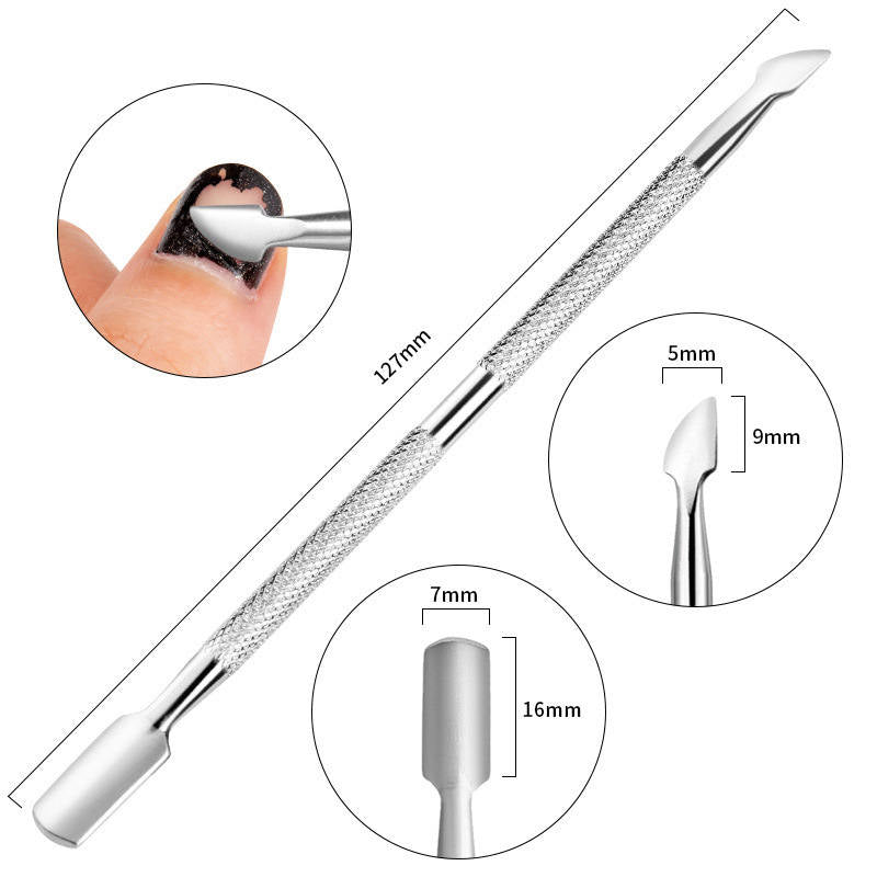 Nail Art Steel Push Dead Skin Push Stainless Steel Double-head Nail Remover Color Titanium Nail File