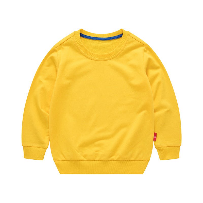 Boys Korean Round Neck Solid Color Loose Long Sleeve Pullover