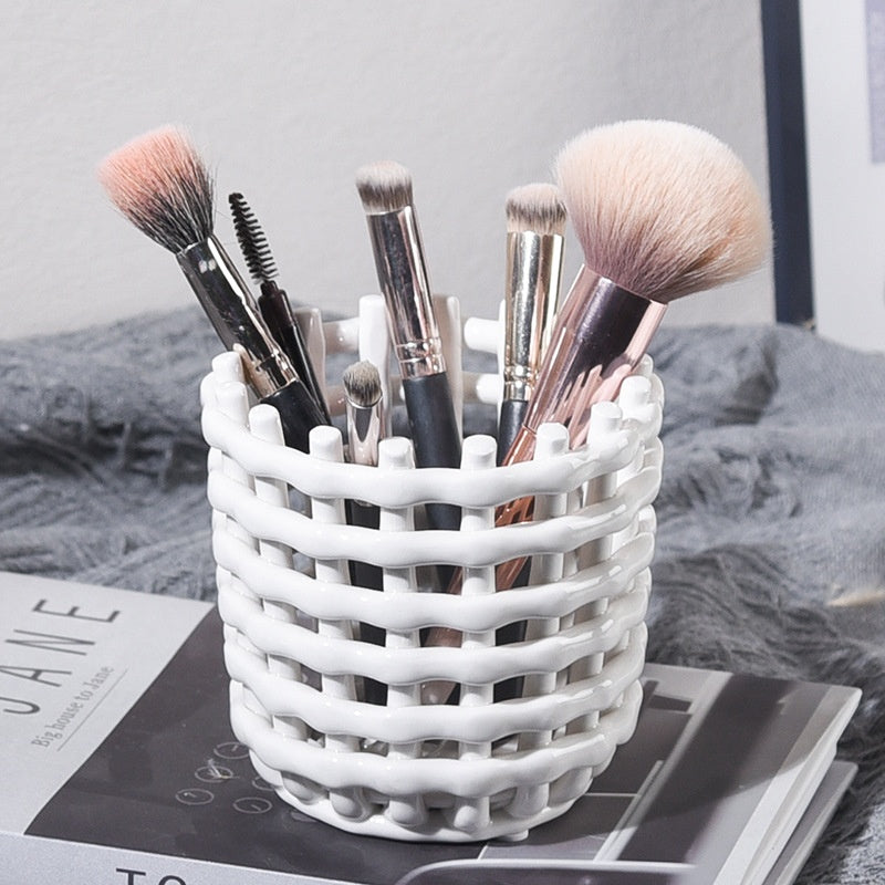 Ceramic Storage Basket Hand-woven Make-up Pen Container