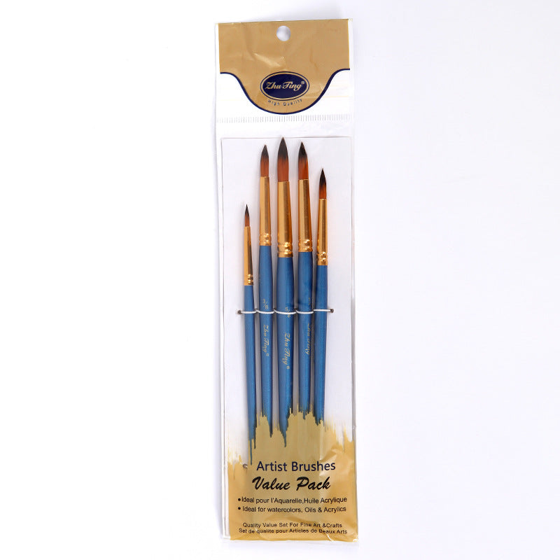 5Pearly Blue Nylon Wool Watercolor Brushes