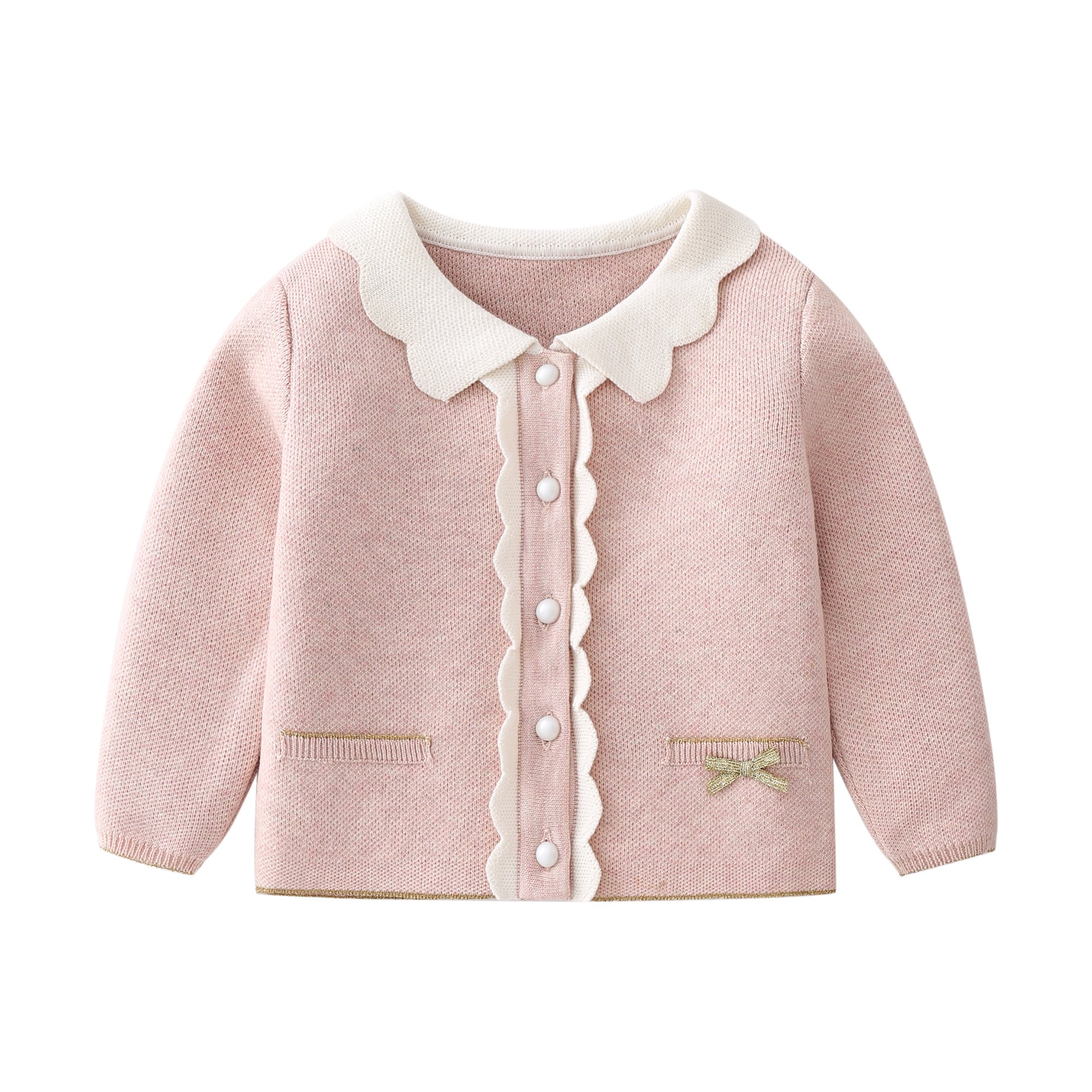 Baby Girl Cotton Knitted Cardigan And Skirt Suit