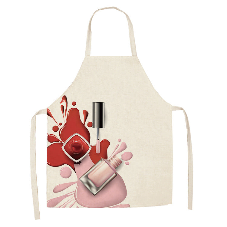 Pink Nail Polish Cotton Hemp Apron