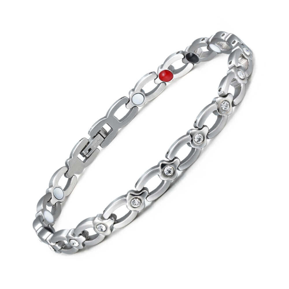 Fashion titanium steel crystal bracelet, magnetic titanium steel energy jewelry, stainless steel bracelet women