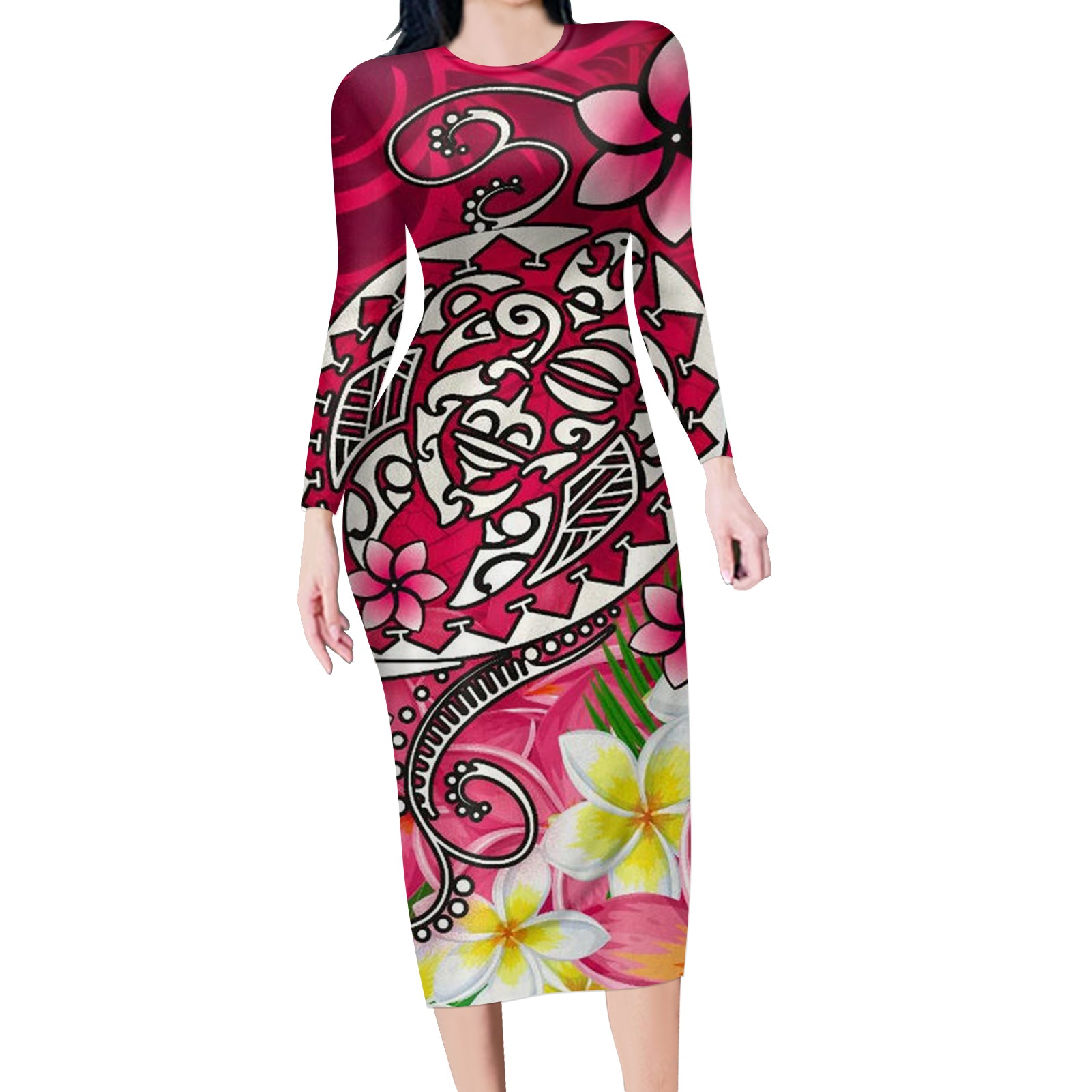 Custom Floral Long-sleeved Dress