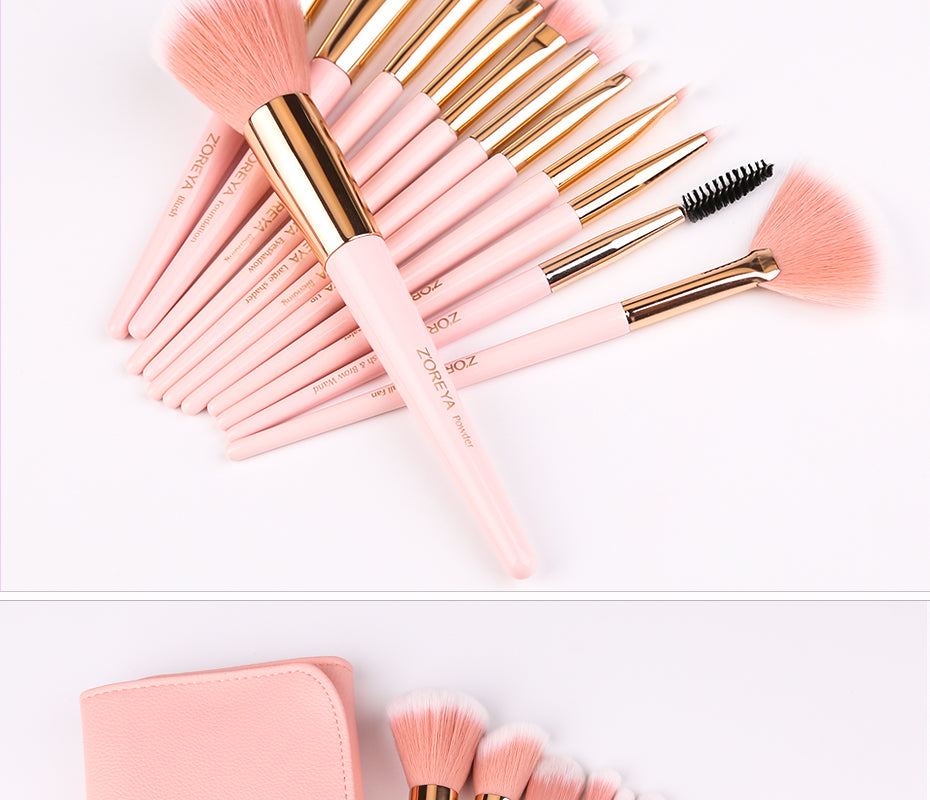 Set of 12 makeup brushes with pointed tail handles