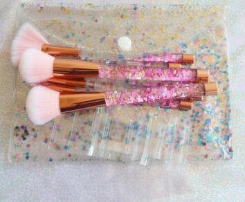 Maiden 7 makeup brushes, blue hair pink crystal shank make-up suit diamond series makeup brush