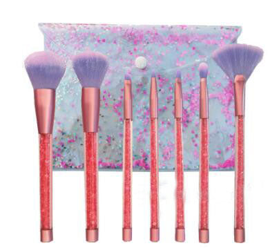 Maiden 7 makeup brushes, blue hair pink crystal shank make-up suit diamond series makeup brush