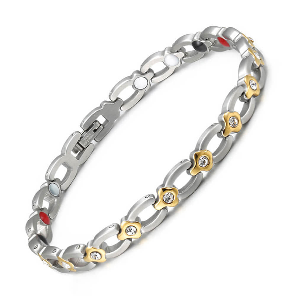 Fashion titanium steel crystal bracelet, magnetic titanium steel energy jewelry, stainless steel bracelet women