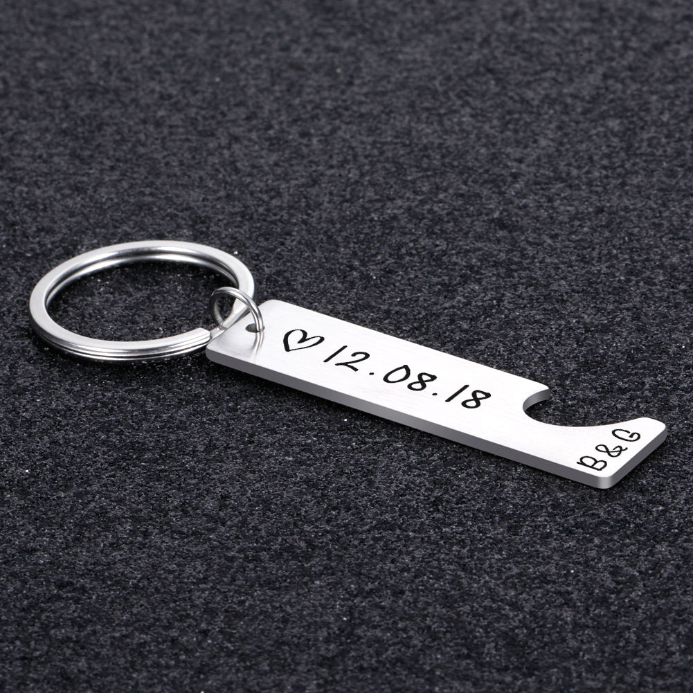 Customized Couples Keychain Boyfriend Girlfriend Keyring Husband Anniversary Valentine Day Gift