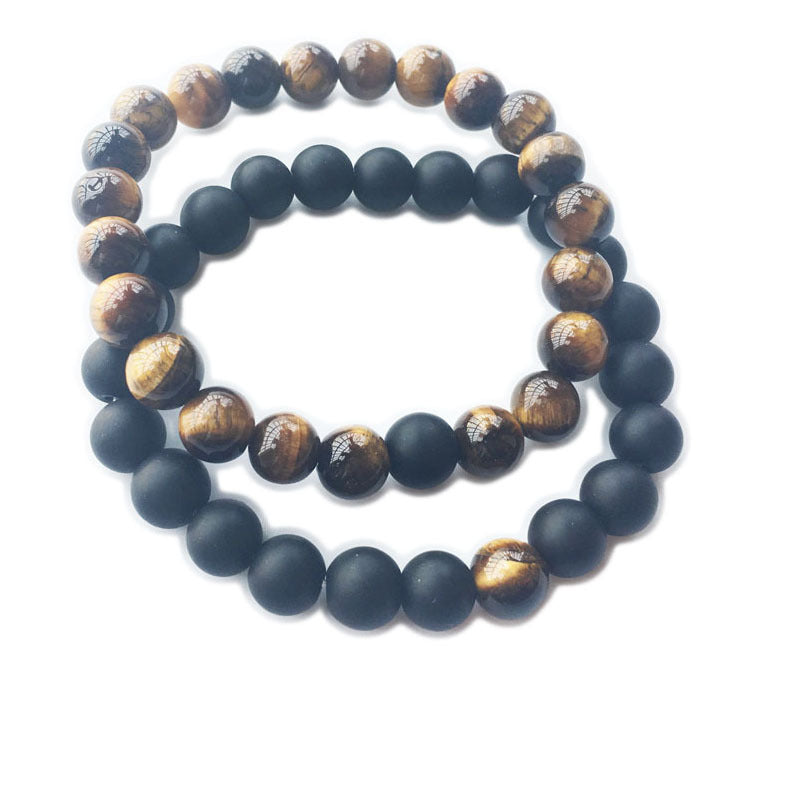 Jewelry Bracelets 8mm Dumb Black Frosted Stone Tiger's Eye Bracelet Men And Women Couple Bracelets