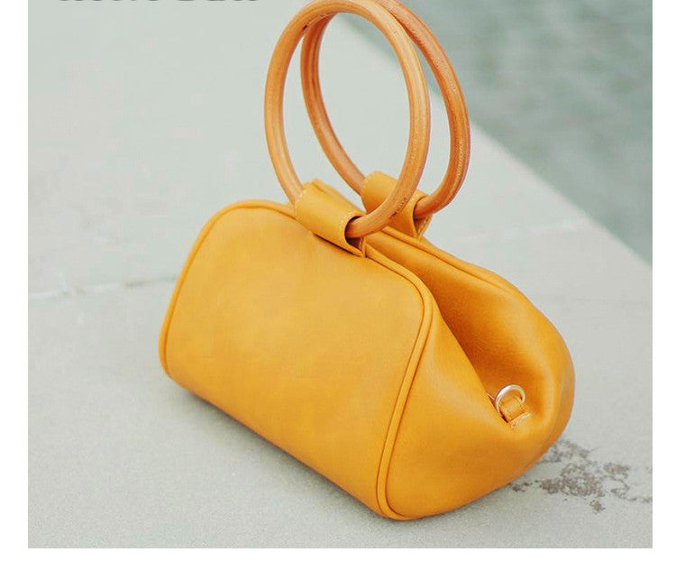 New Fashionable Wooden Ring Hand-Held Make-Up Retro Women'S Bag