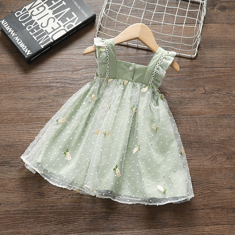 Cute Princess Dress Mesh Skirt Korean Girl Sleeveless Skirt