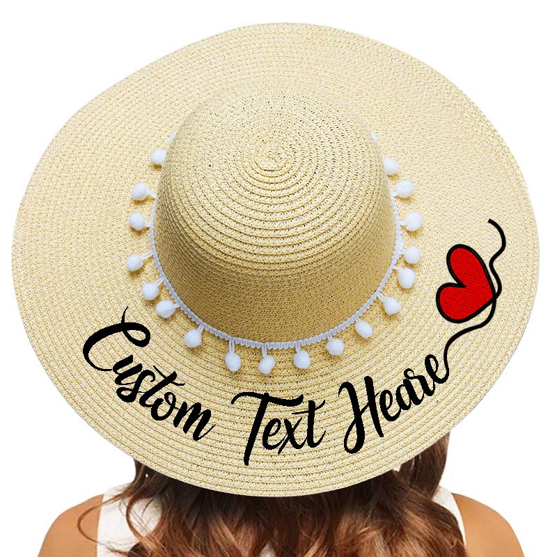 Fashion Personalized Custom Embroidery Beach Hat Your Name Text Logo Women Sun Hat Palm Straw Hat