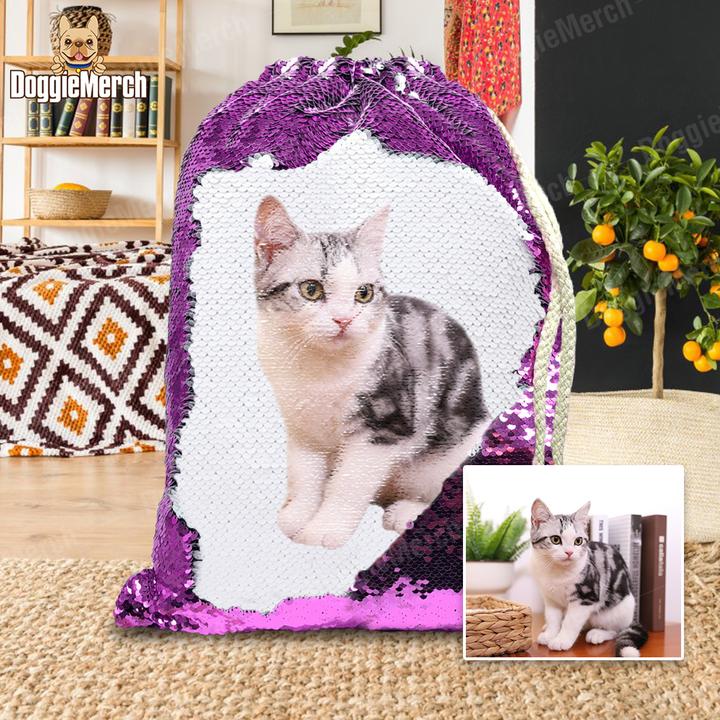 Custom Sequins Backpack of Your Pet's Photo