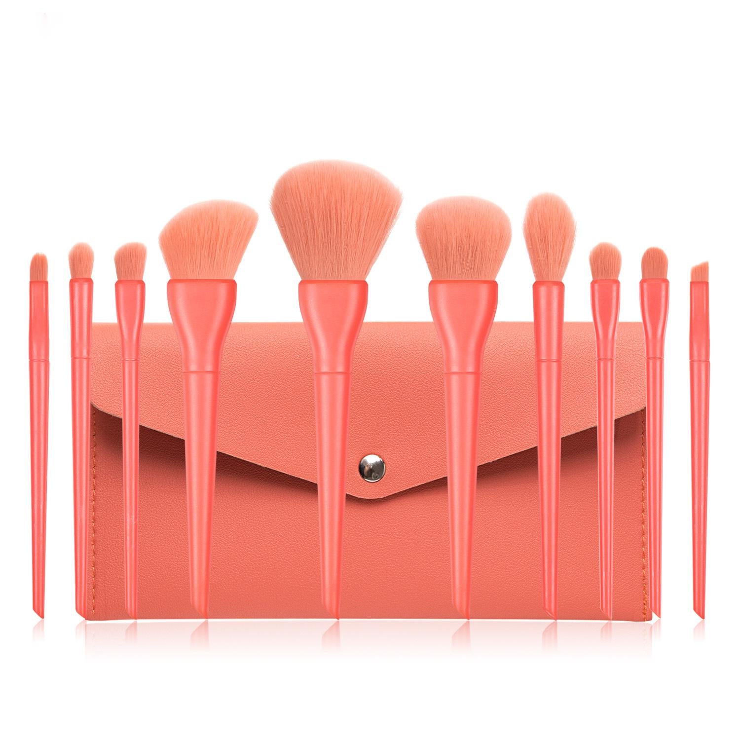 Candy color 10 cosmetic brushes set plastic short rod soft bristles