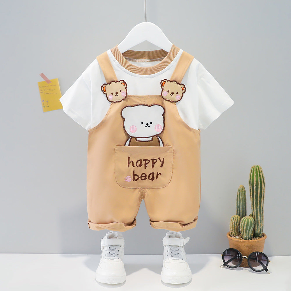 Cute Baby Clothes Summer Cartoon Short-sleeved Overalls