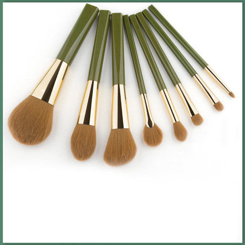 Makeup Brush Set Soft 8 Green Shimmering Brushes