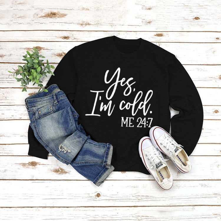 Loose Casual Letters Round Neck Print Women's Sweatshirt