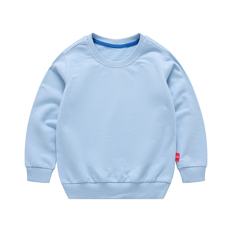 Boys Korean Round Neck Solid Color Loose Long Sleeve Pullover