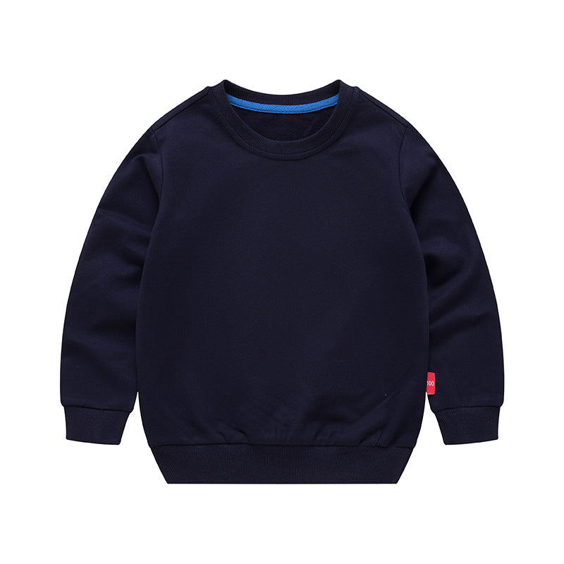 Boys Korean Round Neck Solid Color Loose Long Sleeve Pullover