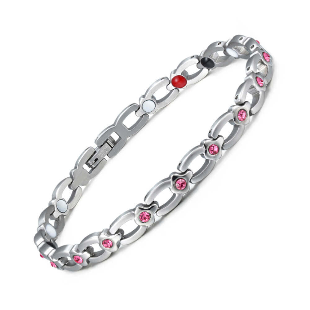 Fashion titanium steel crystal bracelet, magnetic titanium steel energy jewelry, stainless steel bracelet women