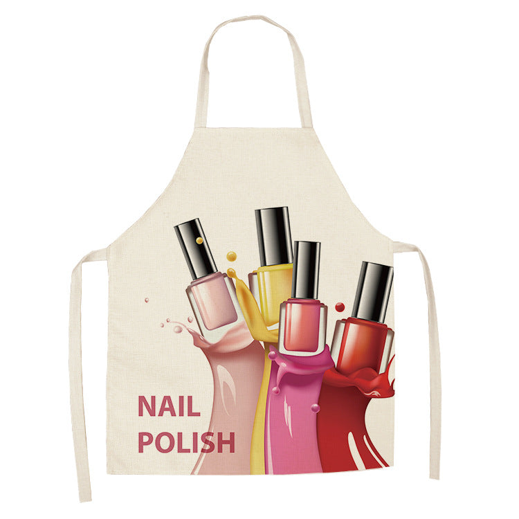 Pink Nail Polish Cotton Hemp Apron