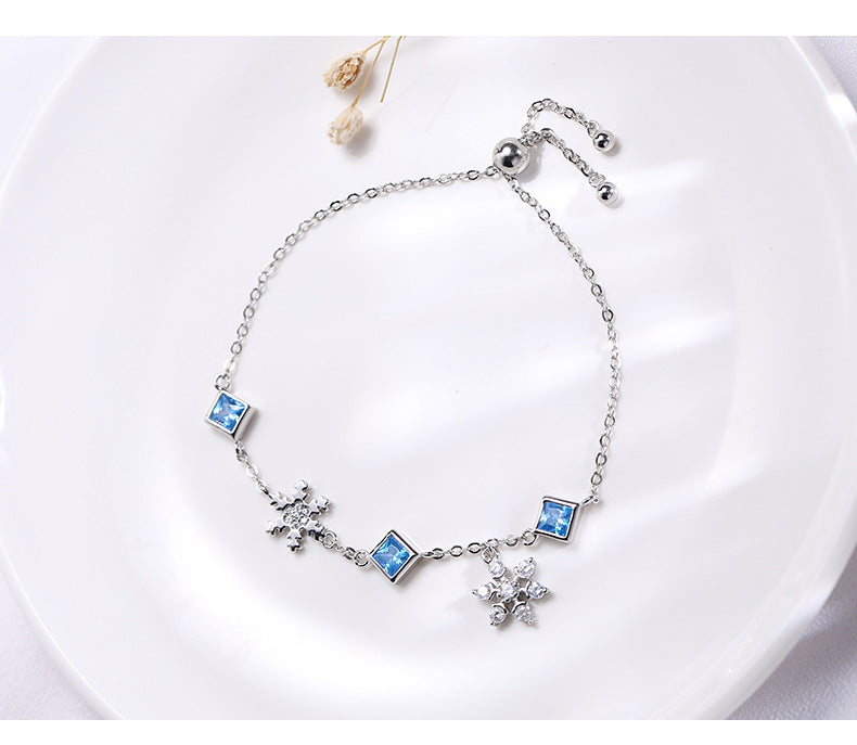 Snowflake Bracelet Women S925 Sterling Silver Color Diamond Bracelet