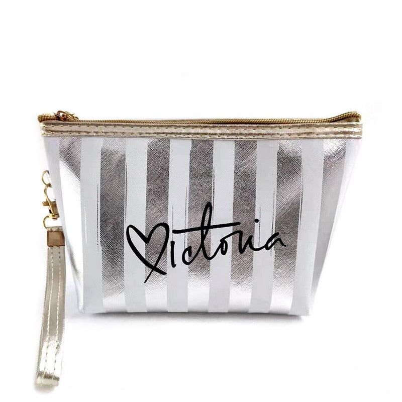 Cross Pattern Striped Make-up Bag Female Storage Multifunctional