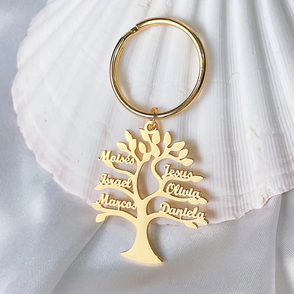 Personalized Tree Of Life Name Stainless Steel Keychain