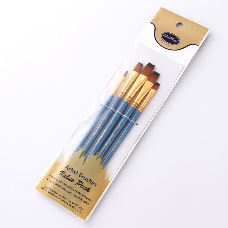 5Pearly Blue Nylon Wool Watercolor Brushes