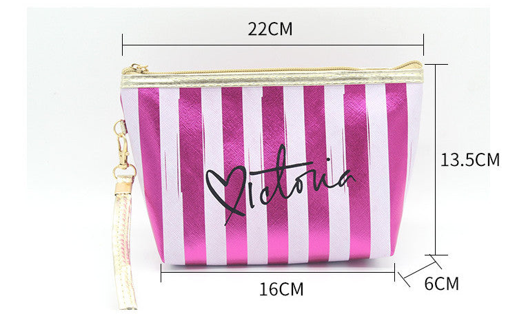 Cross Pattern Striped Make-up Bag Female Storage Multifunctional