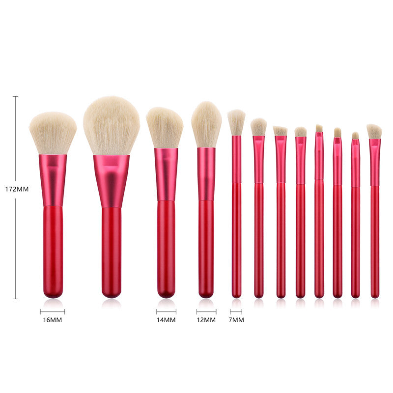 12pcs  red makeup brushes