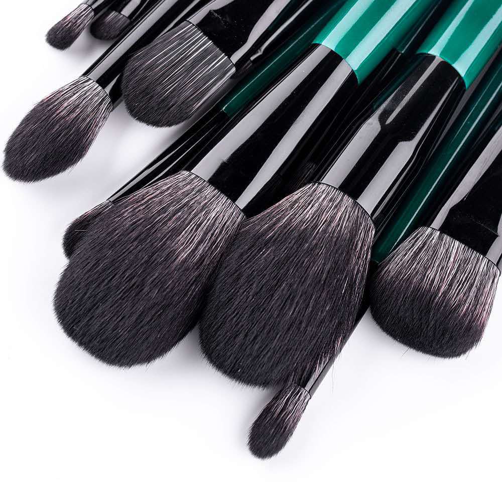 12 Green Makeup Brushes Set