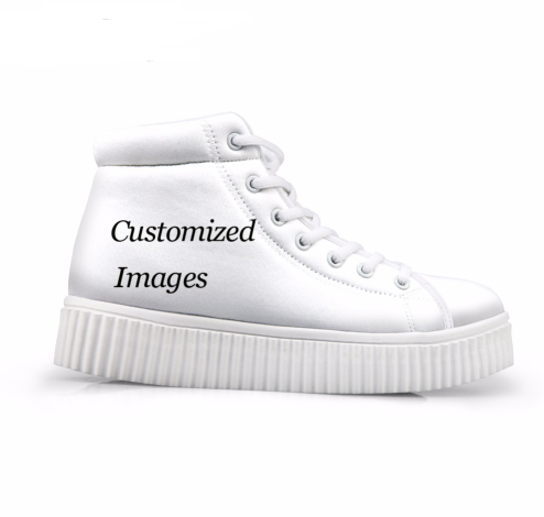 Custom Pictures Or Logo  Classic High Top Platform Woman Height Increasing Flats Female