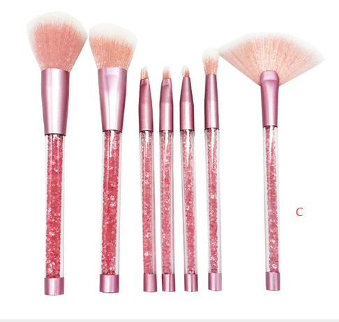 Maiden 7 makeup brushes, blue hair pink crystal shank make-up suit diamond series makeup brush