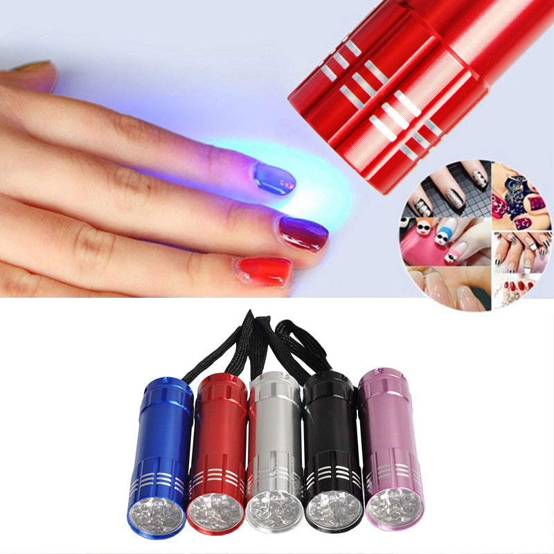 Nail Art Mini Flashlight 9LED Nail Polish Glue Phototherapy