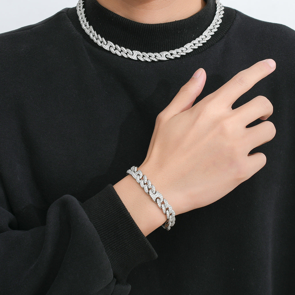 Chain Micro Inlaid Zircon Cuban Chain Hip Hop Bracelet For Men And Women