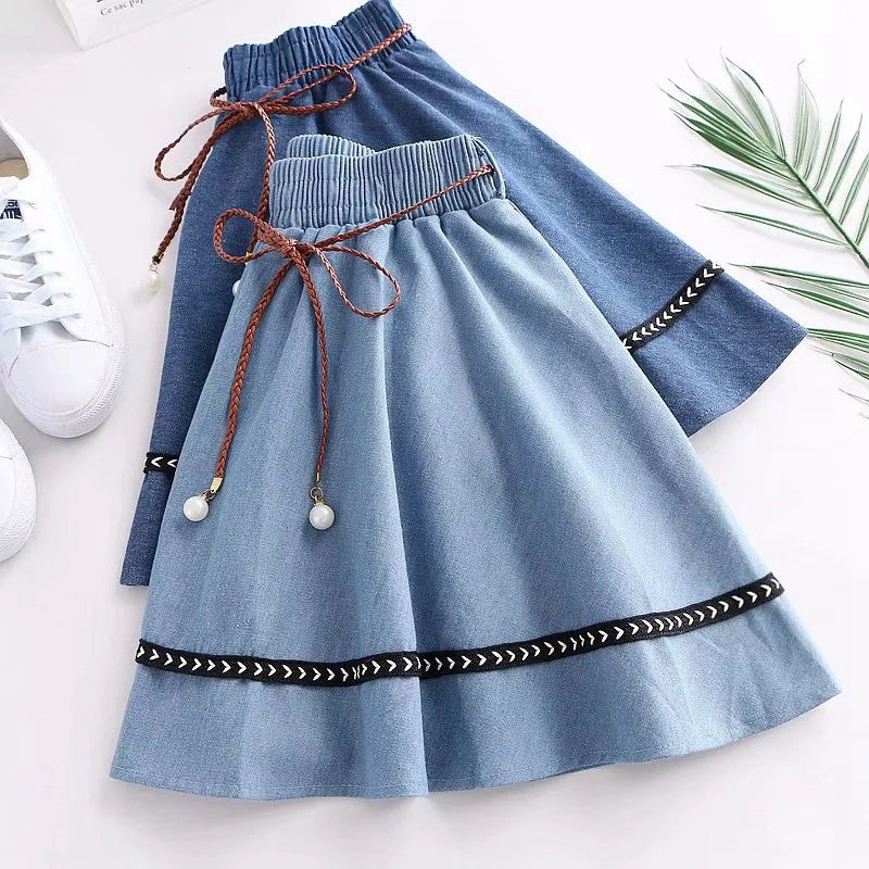 The New Small  Waist Slim Slimming Pearl Belt Girl Short Skirt