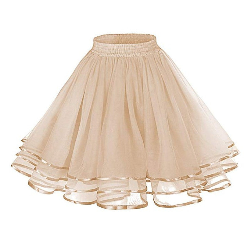 Crinoline Boneless Soft Veil Daily Soft Girl Skirt Three-layer Ribbon Grenadine Skirt