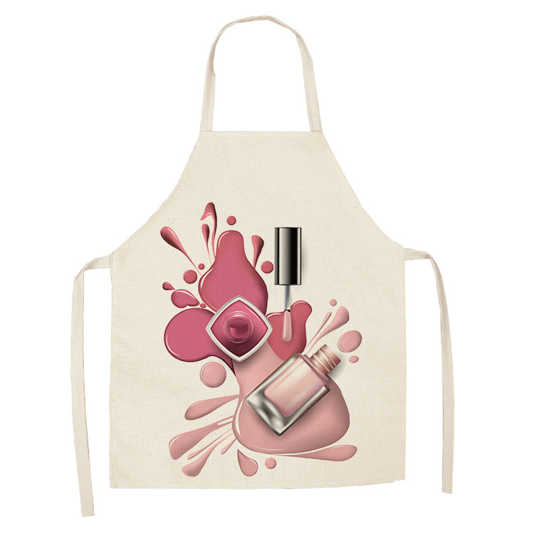 Pink Nail Polish Cotton Hemp Apron