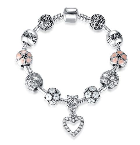 Women Bracelet 925 Unique Silver Crystal Charm Bracelet for Women DIY Beads Bracelets & Bangles Jewelry Gift