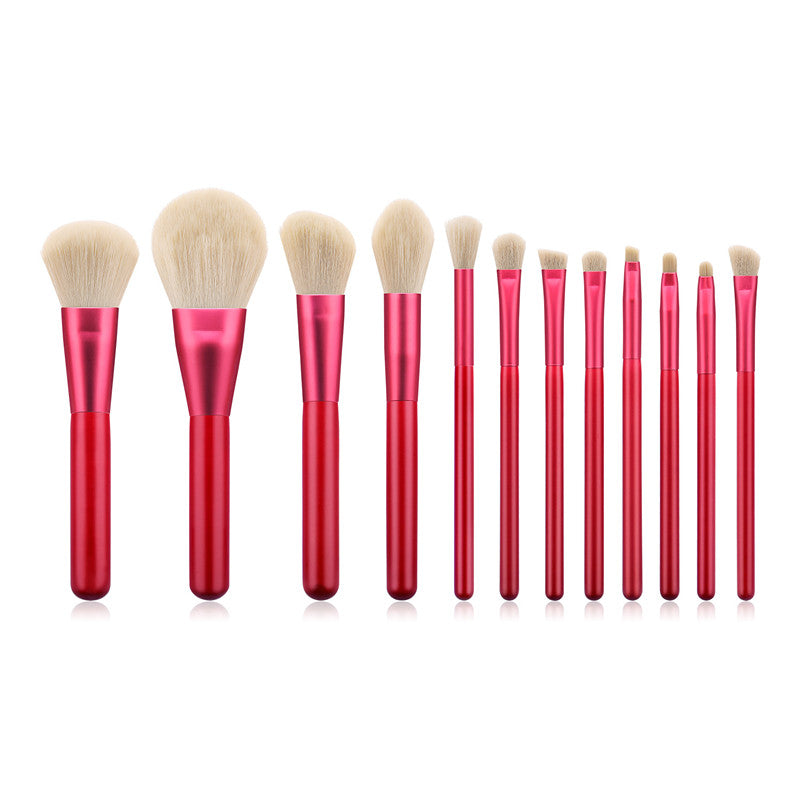 12pcs  red makeup brushes