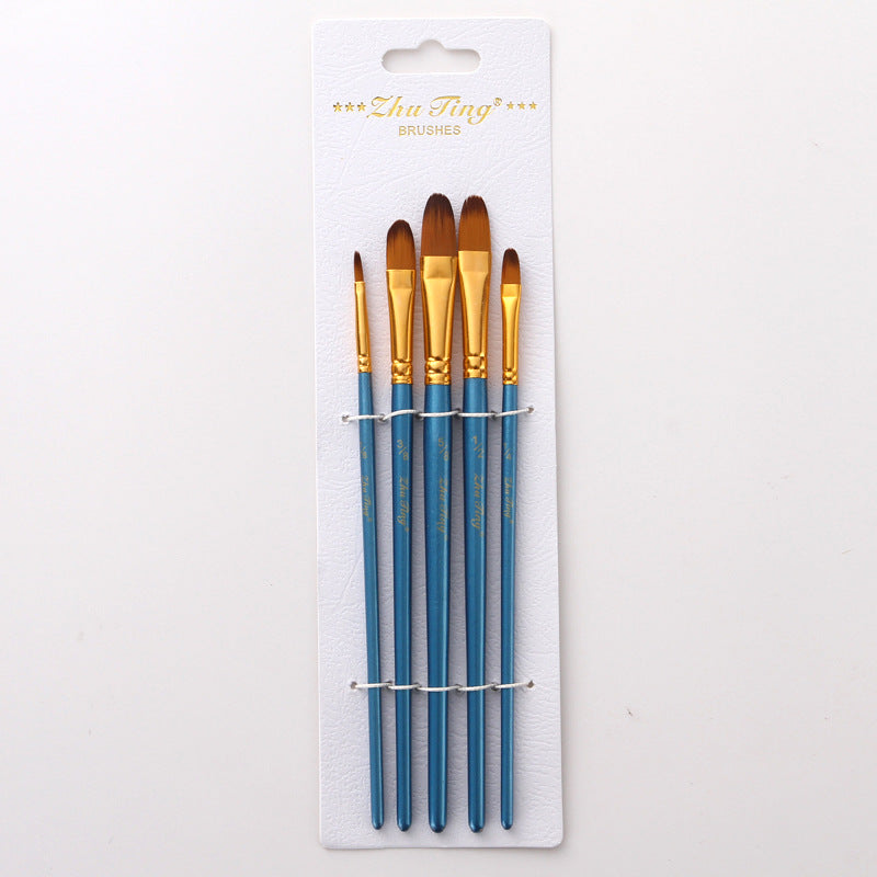 5Pearly Blue Nylon Wool Watercolor Brushes