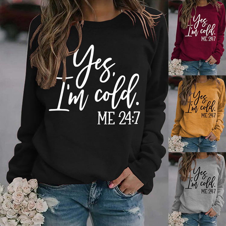 Loose Casual Letters Round Neck Print Women's Sweatshirt