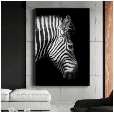 Black And White Animal Zebra Wall Art Canvas Painting Wall Poster Living Room Decor