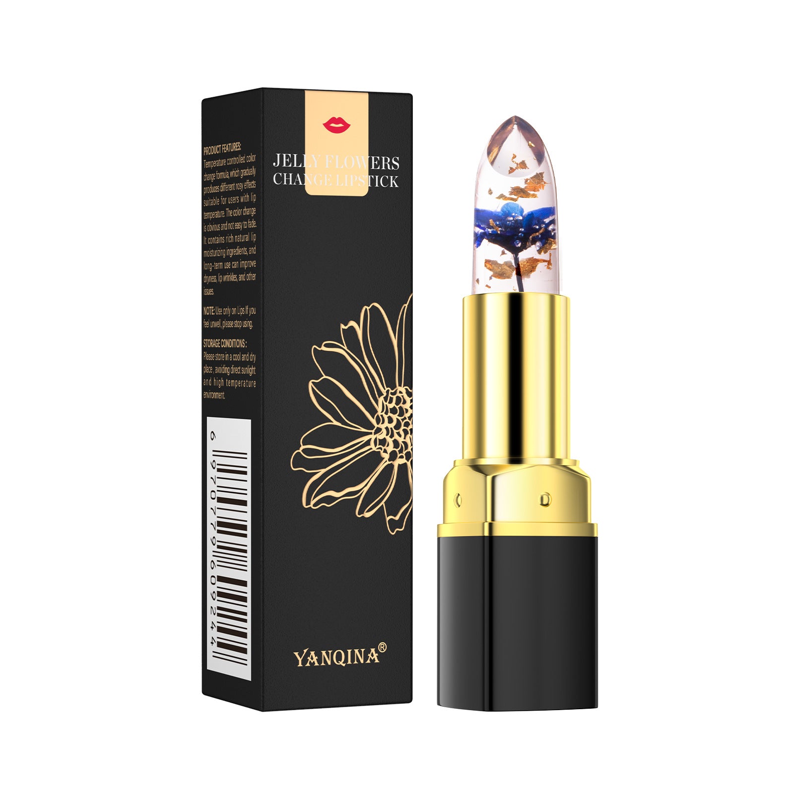 Petal Flower Color Changing No Stain On Cup Temperature Change Lipstick Three-color Jelly Lipstick