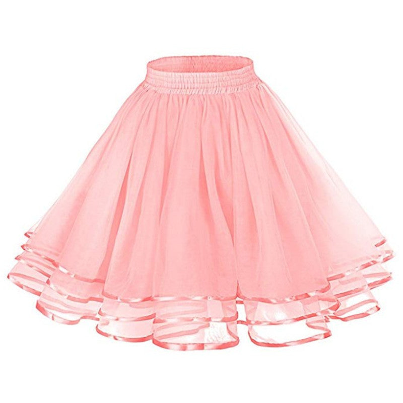 Crinoline Boneless Soft Veil Daily Soft Girl Skirt Three-layer Ribbon Grenadine Skirt