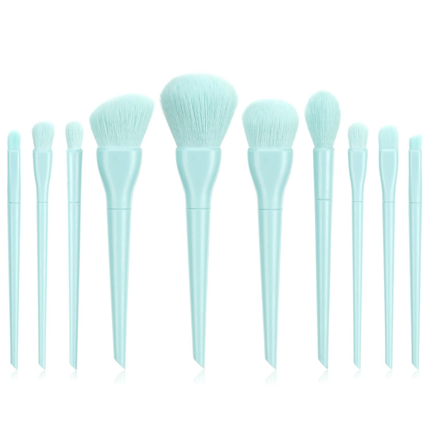 Candy color 10 cosmetic brushes set plastic short rod soft bristles