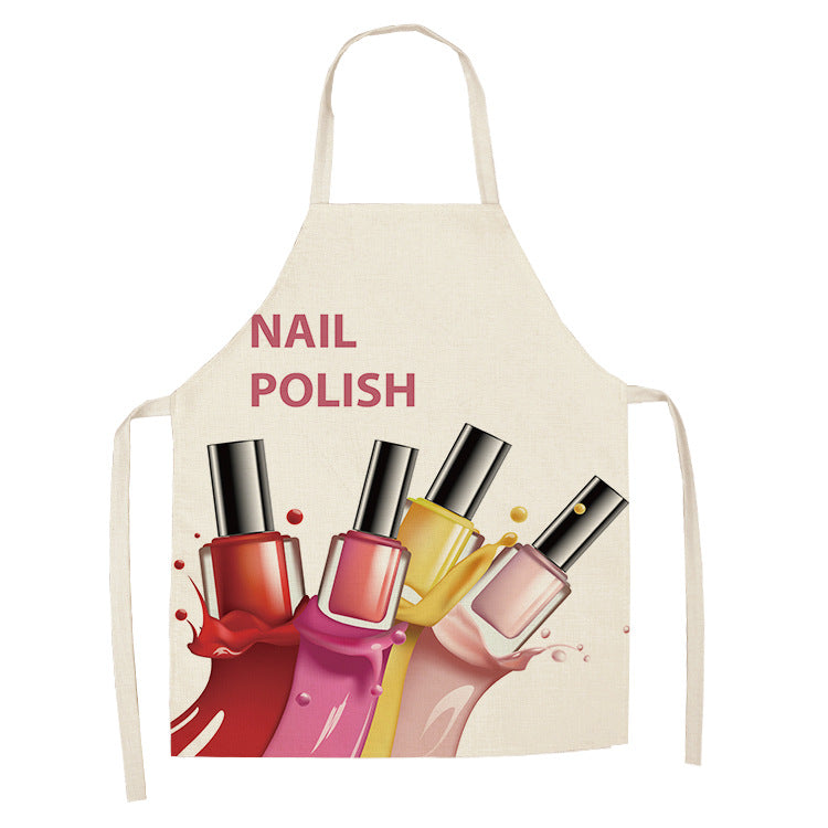 Pink Nail Polish Cotton Hemp Apron