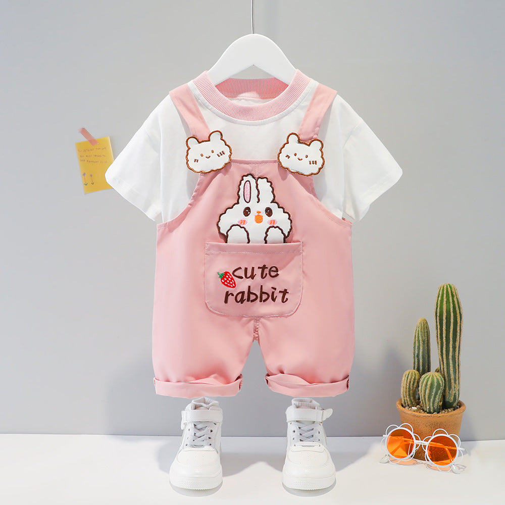 Cute Baby Clothes Summer Cartoon Short-sleeved Overalls